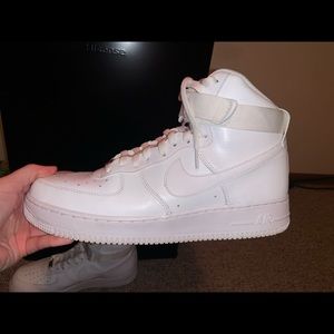 White Nike high top Air Force 1s